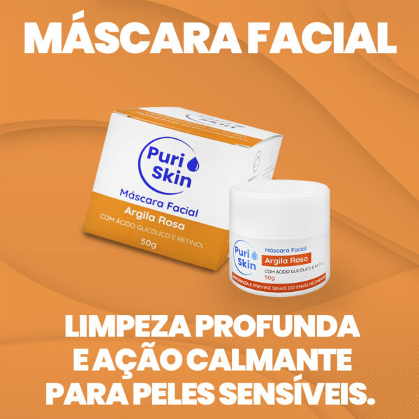 Máscara Facial de Argila Rosa  Puriskin